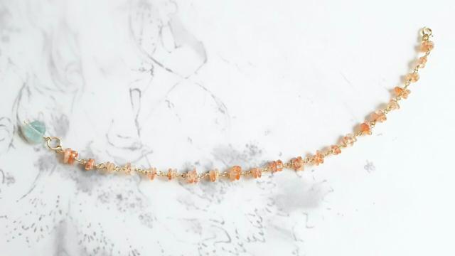 14kgf*サンストーンとアクアマリンのブレスレット* 19032 < 女性アクセサリー/時計  14kgf*サンストーンとアクアマリンのブレスレット* 19032 < 女性アクセサリー/時計の