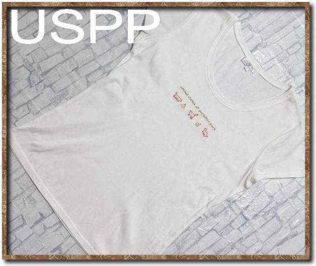 USPP 刺繍入り半袖Tシャツ 白 < 女性ファッション  USPP 刺繍入り半袖Tシャツ 白  < 女性ファッションの