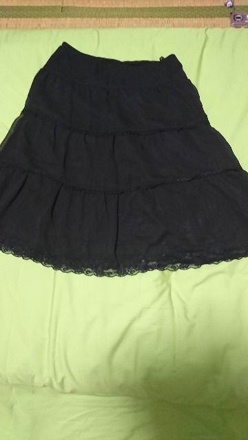美品☆日本製。ブラック膝丈スカート。Lサイズ。 < 女性ファッション  美品☆日本製。ブラック膝丈スカート。Lサイズ。  < 女性ファッションの