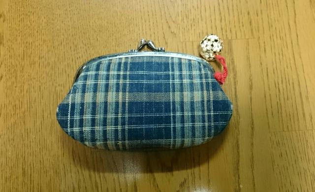 古巾 絣 かすり 紺 チェック がま口 さいふ 中古 < 女性ファッション  古巾 絣 かすり 紺 チェック がま口 さいふ 中古 < 女性ファッションの