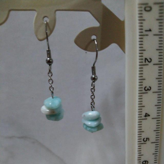 handmade 天然石ピアス ラリマーAA ステンレスフック < 女性アクセサリー/時計  handmade 天然石ピアス ラリマーAA ステンレスフック  < 女性アクセサリー/時計の