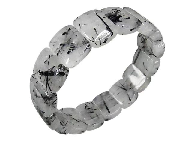 ブラックルチルクォーツ針多めミルキー天然石バングルブレスレット縦16mm強 < 女性アクセサリー/時計  ブラックルチルクォーツ針多めミルキー天然石バングルブレスレット縦16mm強  < 女性アクセサリー/時計の