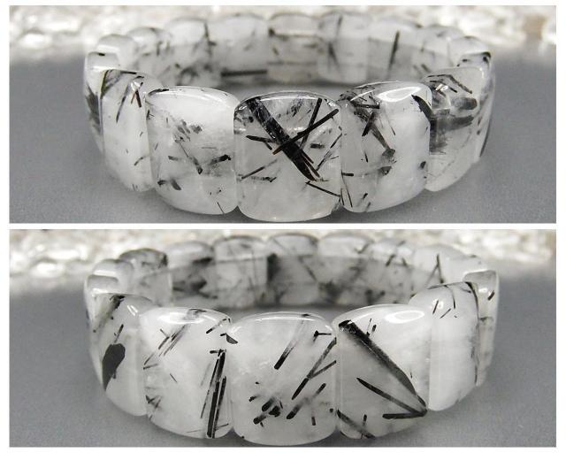 ブラックルチルクォーツ針多めミルキー天然石バングルブレスレット縦16mm強 < 女性アクセサリー/時計  ブラックルチルクォーツ針多めミルキー天然石バングルブレスレット縦16mm強 < 女性アクセサリー/時計の