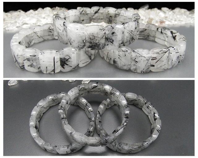 ブラックルチルクォーツ針多めミルキー天然石バングルブレスレット縦16mm強 < 女性アクセサリー/時計  ブラックルチルクォーツ針多めミルキー天然石バングルブレスレット縦16mm強 < 女性アクセサリー/時計の