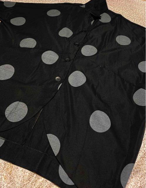 ワイド ジャケット ロング丈 ドット柄 ゆったり 前開き ブラック 大きいサイズ < 女性ファッション ワイド ジャケット ロング丈 ドット柄 ゆったり 前開き ブラック 大きいサイズ < 女性ファッションの