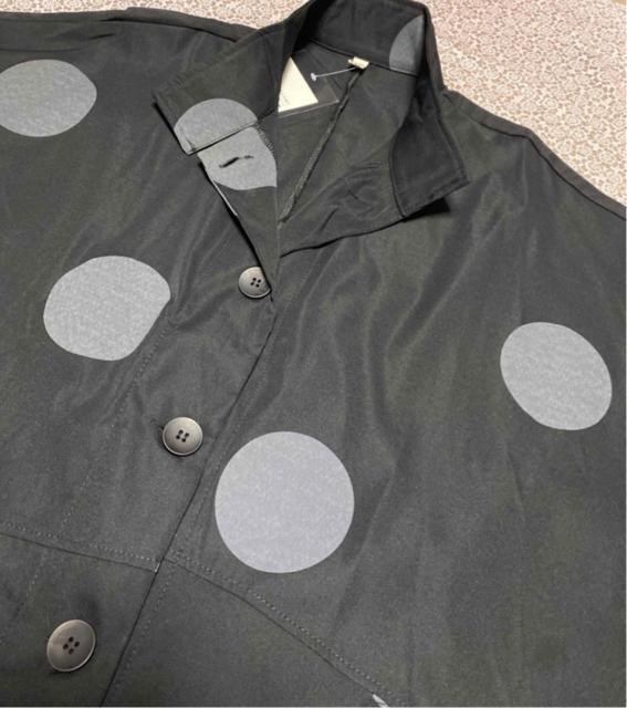 ワイド ジャケット ロング丈 ドット柄 ゆったり 前開き ブラック 大きいサイズ < 女性ファッション ワイド ジャケット ロング丈 ドット柄 ゆったり 前開き ブラック 大きいサイズ < 女性ファッションの