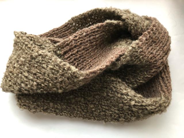 ハンドメイド スヌード ウール 男女兼用 ブラウン ミックス < 男性ファッション  ハンドメイド スヌード ウール 男女兼用 ブラウン ミックス < 男性ファッションの