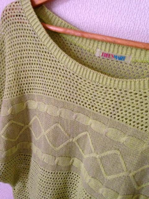 フリーズマート◆グリーン レトロ柄 ニット 重ね着にも Mサイズ < ブランド  フリーズマート◆グリーン レトロ柄 ニット 重ね着にも Mサイズ < ブランドの