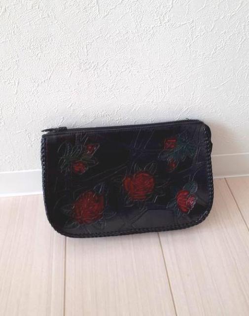レトロクラシック フェイクレザー バラ 薔薇 ポーチ クラッチバッグ < 男性ファッション  レトロクラシック フェイクレザー バラ 薔薇 ポーチ クラッチバッグ  < 男性ファッションの