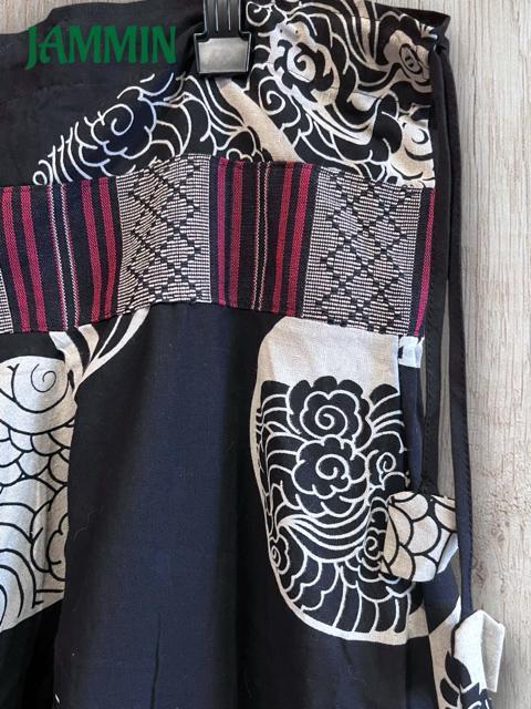 ナガ族織り生地付き和柄サルエル忍者パンツ 男女兼用 エスニック アジアン ヒッピー < 男性ファッション ナガ族織り生地付き和柄サルエル忍者パンツ 男女兼用 エスニック アジアン ヒッピー < 男性ファッションの