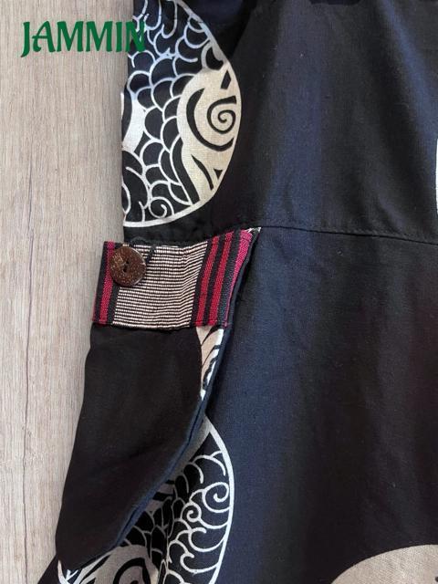 ナガ族織り生地付き和柄サルエル忍者パンツ 男女兼用 エスニック アジアン ヒッピー < 男性ファッション ナガ族織り生地付き和柄サルエル忍者パンツ 男女兼用 エスニック アジアン ヒッピー < 男性ファッションの