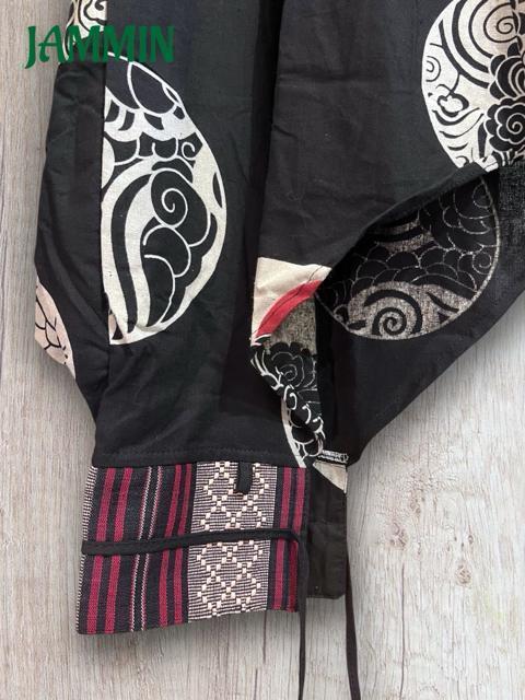 ナガ族織り生地付き和柄サルエル忍者パンツ 男女兼用 エスニック アジアン ヒッピー < 男性ファッション ナガ族織り生地付き和柄サルエル忍者パンツ 男女兼用 エスニック アジアン ヒッピー < 男性ファッションの