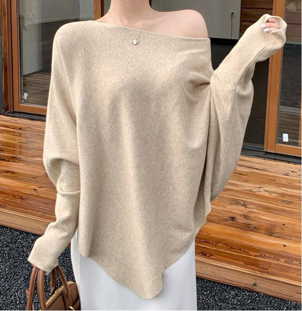 ドルマン ニット セーター 不規則 ゆったり ベージュ 大きいサイズ < 女性ファッション ドルマン ニット セーター 不規則 ゆったり ベージュ 大きいサイズ < 女性ファッションの