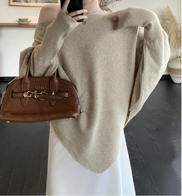 ドルマン ニット セーター 不規則 ゆったり ベージュ 大きいサイズ < 女性ファッション ドルマン ニット セーター 不規則 ゆったり ベージュ 大きいサイズ < 女性ファッションの