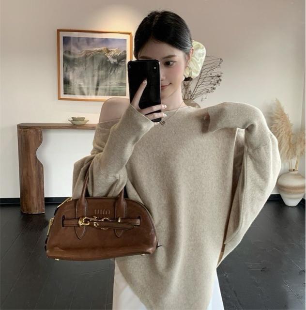 ドルマン ニット セーター 不規則 ゆったり ベージュ 大きいサイズ < 女性ファッション ドルマン ニット セーター 不規則 ゆったり ベージュ 大きいサイズ < 女性ファッションの