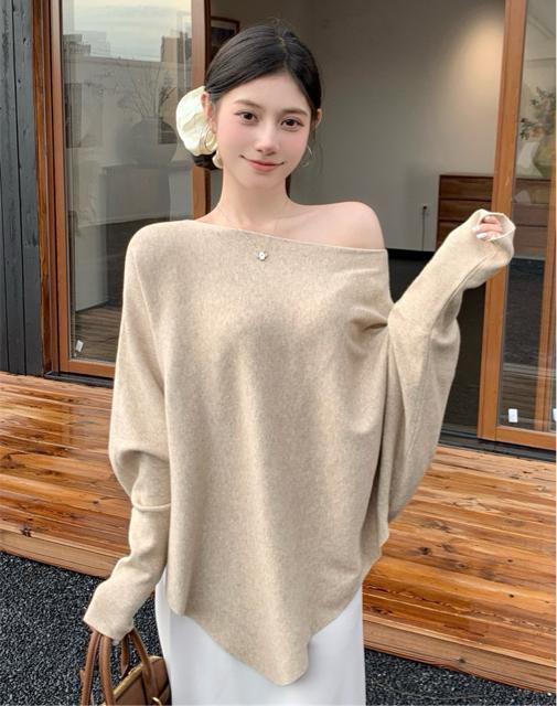 ドルマン ニット セーター 不規則 ゆったり ベージュ 大きいサイズ < 女性ファッション ドルマン ニット セーター 不規則 ゆったり ベージュ 大きいサイズ < 女性ファッションの