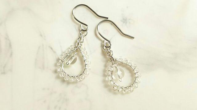 *ホワイトトパーズのドロップレースピアス*SF 17002 < 女性アクセサリー/時計  *ホワイトトパーズのドロップレースピアス*SF 17002 < 女性アクセサリー/時計の