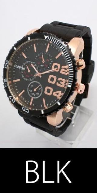 ソリッソ 52mmビッグケースにラバーベルト フェイククロノグラフBK < 男性アクセサリー/時計  ソリッソ 52mmビッグケースにラバーベルト フェイククロノグラフBK < 男性アクセサリー/時計の