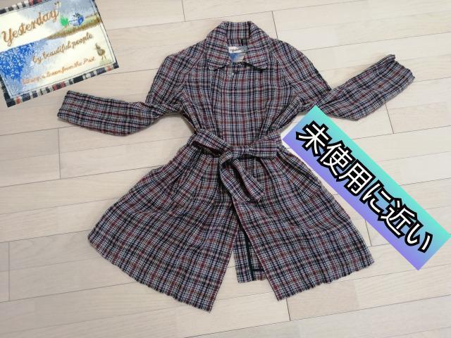 ★特価チェック柄トレンチコートベルト付き体型カバー未使用に近品薄華やかyesterday by beautiful people < 女性ファッション  ★特価チェック柄トレンチコートベルト付き体型カバー未使用に近品薄華やかyesterday by beautiful people  < 女性ファッションの