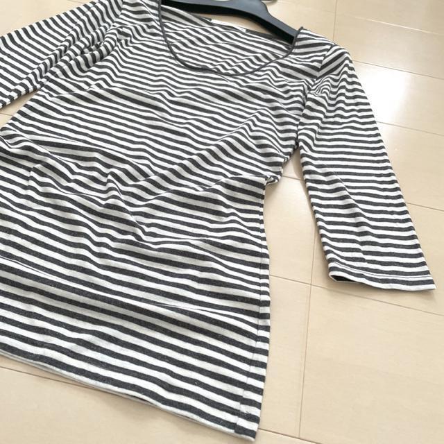七分袖ボーダーカットソー トップス < 女性ファッション  七分袖ボーダーカットソー トップス < 女性ファッションの