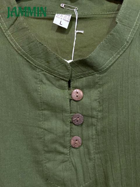 ココナッツボタン付きクルタ★カーキ★アジアン★エスニック < 男性ファッション ココナッツボタン付きクルタ★カーキ★アジアン★エスニック < 男性ファッションの