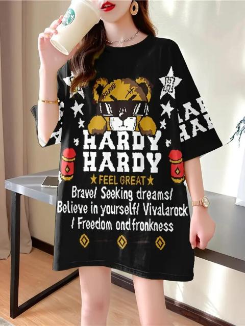超お買い得990円★女春/夏/秋にぴったりの女性用カジュアルカートゥーンプリントクルーネックTシャツ 黒 フリー < 女性ファッション  超お買い得990円★女春/夏/秋にぴったりの女性用カジュアルカートゥーンプリントクルーネックTシャツ 黒 フリー < 女性ファッションの
