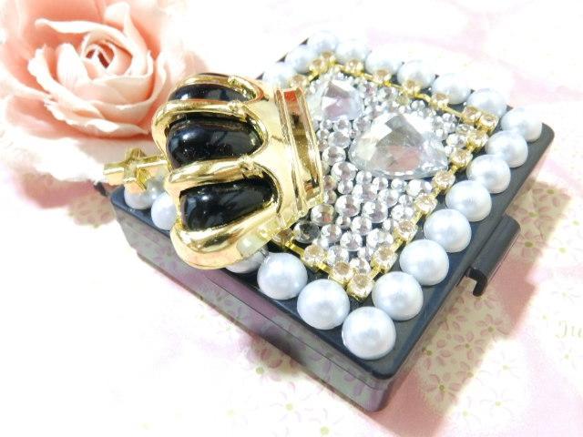 可愛い♪王冠.ハート.パール デコ判子 朱肉付 印鑑2本入れ可能 印鑑ケース < 女性ファッション 可愛い♪王冠.ハート.パール デコ判子 朱肉付 印鑑2本入れ可能 印鑑ケース < 女性ファッションの