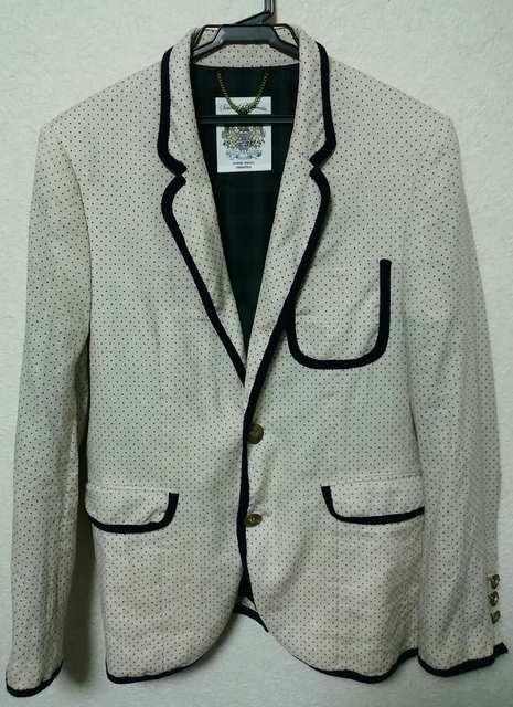 takuya着 ドット柄パイピングジャケット < 男性ファッション  takuya着 ドット柄パイピングジャケット  < 男性ファッションの