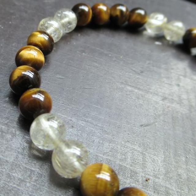 タイガーアイxルチルクォーツブレスレット < 男性アクセサリー/時計 タイガーアイxルチルクォーツブレスレット < 男性アクセサリー/時計の