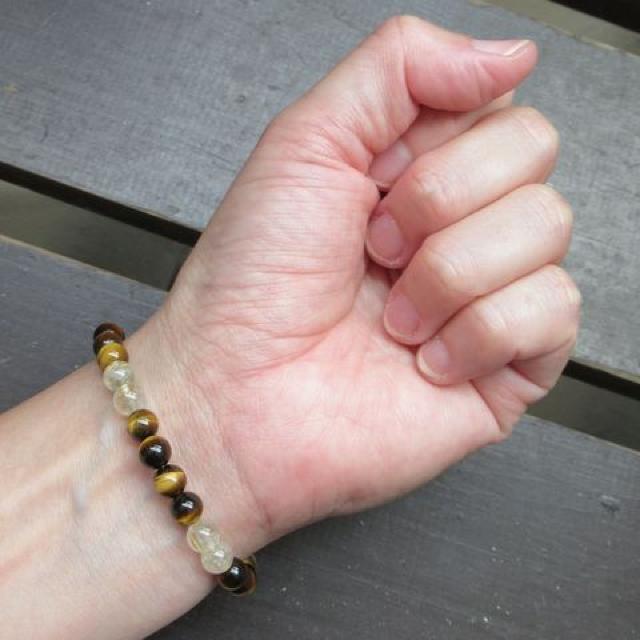 タイガーアイxルチルクォーツブレスレット < 男性アクセサリー/時計 タイガーアイxルチルクォーツブレスレット < 男性アクセサリー/時計の