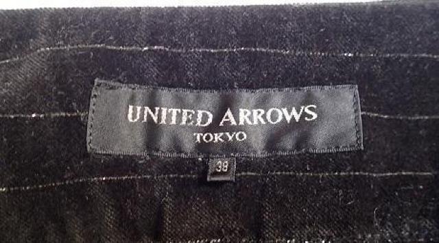 ◇UNITED ARROWS/日本製 ラメ入り ストライプ柄 デザインパンツ ベロア パーティーにも/ブラック/サイズ3 < 女性ファッション  ◇UNITED ARROWS/日本製 ラメ入り ストライプ柄 デザインパンツ ベロア パーティーにも/ブラック/サイズ3 < 女性ファッションの