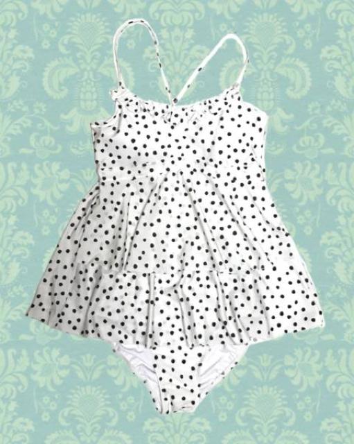 水着上下〓ドット水玉オフホワイト〓フレアーキャミソール(M)新品 < 女性ファッション 水着上下〓ドット水玉オフホワイト〓フレアーキャミソール(M)新品 < 女性ファッションの