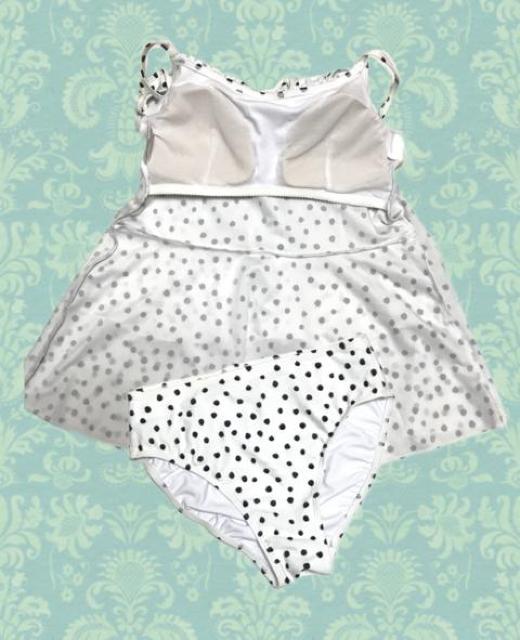 水着上下〓ドット水玉オフホワイト〓フレアーキャミソール(M)新品 < 女性ファッション 水着上下〓ドット水玉オフホワイト〓フレアーキャミソール(M)新品 < 女性ファッションの