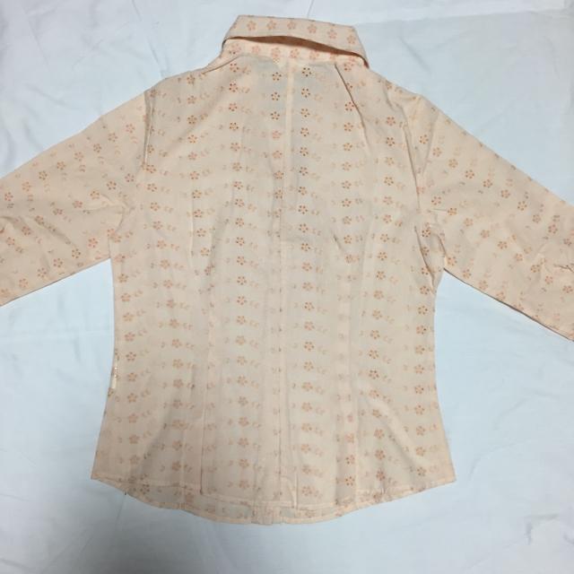 サーモンピンク お花のレースシャツ 7分丈 < 女性ファッション  サーモンピンク お花のレースシャツ 7分丈 < 女性ファッションの