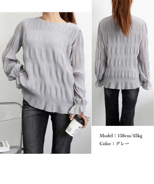 送料無料 新品 シャーリングブラウス 長袖トップス韓国風 < 女性ファッション  送料無料 新品 シャーリングブラウス 長袖トップス韓国風 < 女性ファッションの