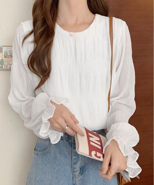 送料無料 新品 シャーリングブラウス 長袖トップス韓国風 < 女性ファッション  送料無料 新品 シャーリングブラウス 長袖トップス韓国風 < 女性ファッションの