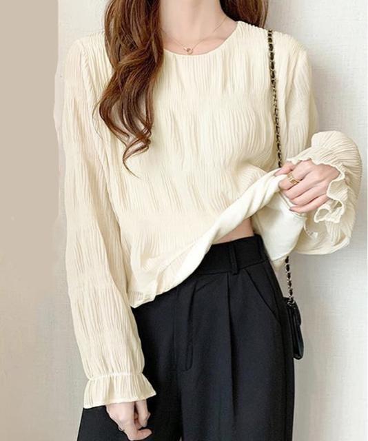 送料無料 新品 シャーリングブラウス 長袖トップス韓国風 < 女性ファッション  送料無料 新品 シャーリングブラウス 長袖トップス韓国風 < 女性ファッションの