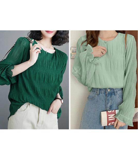 送料無料 新品 シャーリングブラウス 長袖トップス韓国風 < 女性ファッション  送料無料 新品 シャーリングブラウス 長袖トップス韓国風 < 女性ファッションの