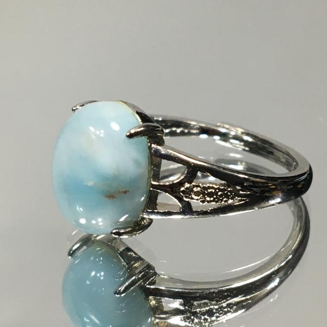 《No.R115》ドミニカ共和国 天然石ラリマー フリーサイズring < 女性アクセサリー/時計  《No.R115》ドミニカ共和国 天然石ラリマー フリーサイズring < 女性アクセサリー/時計の