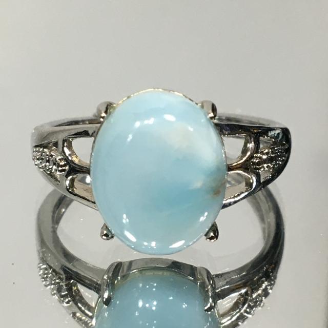《No.R115》ドミニカ共和国 天然石ラリマー フリーサイズring < 女性アクセサリー/時計  《No.R115》ドミニカ共和国 天然石ラリマー フリーサイズring < 女性アクセサリー/時計の