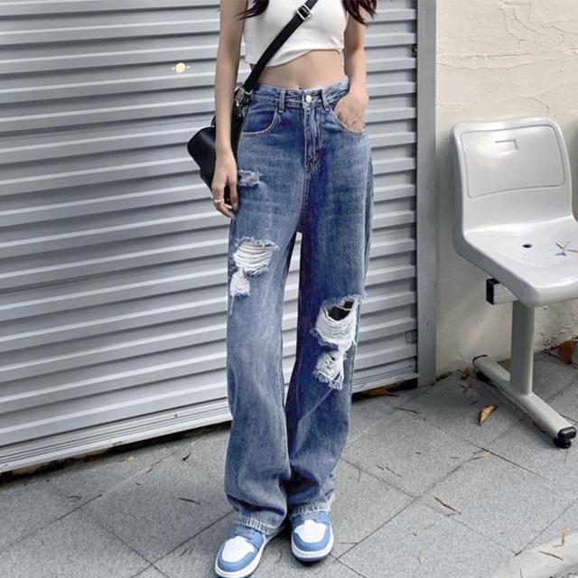 送料無料 新品 ダメージデニムパンツ クラッシュジーンズ < 女性ファッション  送料無料 新品 ダメージデニムパンツ クラッシュジーンズ < 女性ファッションの