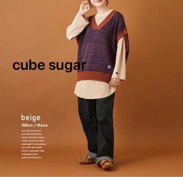 CUBE SUGAR ★長袖ワッフルプルオーバー < 女性ファッション  CUBE SUGAR ★長袖ワッフルプルオーバー < 女性ファッションの