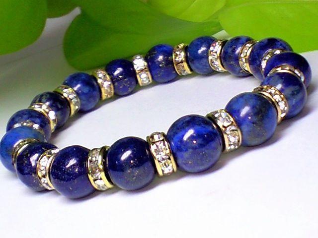 パワーストーン☆天然石!!ラピスラズリ瑠璃10ミリ数珠ブレス§金ロンデル < 女性アクセサリー/時計 パワーストーン☆天然石!!ラピスラズリ瑠璃10ミリ数珠ブレス§金ロンデル < 女性アクセサリー/時計の