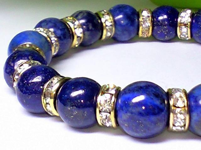 パワーストーン☆天然石!!ラピスラズリ瑠璃10ミリ数珠ブレス§金ロンデル < 女性アクセサリー/時計 パワーストーン☆天然石!!ラピスラズリ瑠璃10ミリ数珠ブレス§金ロンデル < 女性アクセサリー/時計の