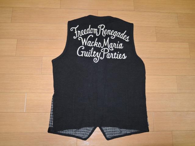 ワコマリア WACKO MARIA チェック柄 ニットベスト M 黒灰 刺繍 < ブランド  ワコマリア WACKO MARIA チェック柄 ニットベスト M 黒灰 刺繍 < ブランドの