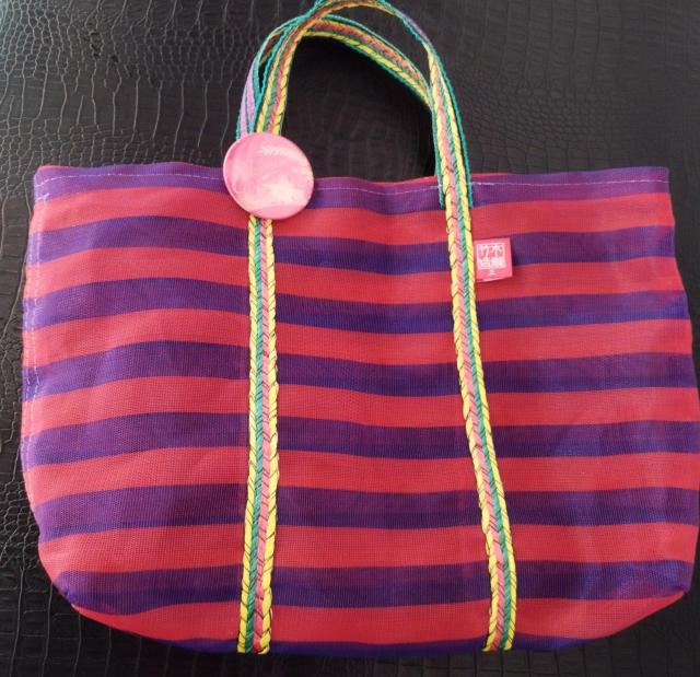 台湾 漁師網バック 赤青ボーダー メッシュバック A4すっぽり 軽くて丈夫  < 女性ファッション  台湾 漁師網バック 赤青ボーダー メッシュバック A4すっぽり 軽くて丈夫  < 女性ファッションの