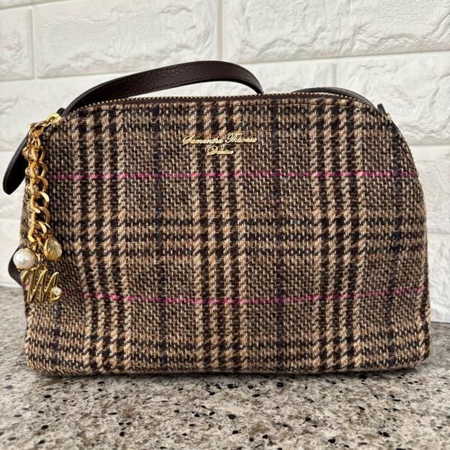 【極美品】Samantha Thavasa★サマンサタバサ★ショルダーバッグ ムーンギャレット チェック ブラウン ウール 毛 < ブランド 【極美品】Samantha Thavasa★サマンサタバサ★ショルダーバッグ ムーンギャレット チェック ブラウン ウール 毛 < ブランドの