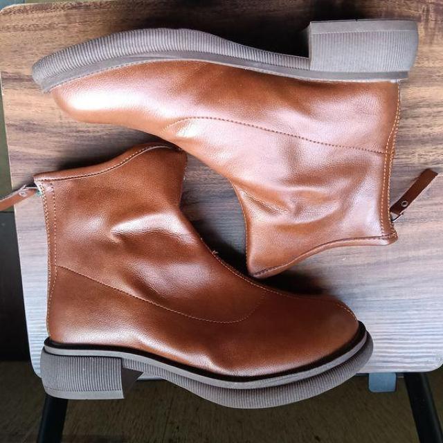 新品 22.5cm レディース ブーツ ブラウン 厚底 シューズ ショートブーツ < 女性ファッション 新品 22.5cm レディース ブーツ ブラウン 厚底 シューズ ショートブーツ < 女性ファッションの