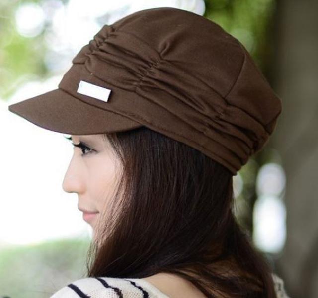 シャーリング キャスケット レディース つば付 帽子 ブラウン < 女性ファッション  シャーリング キャスケット レディース つば付 帽子 ブラウン  < 女性ファッションの