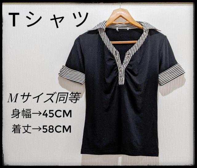 ★Tシャツ★半袖★ポロシャツ★Mサイズ同等★黒★部屋着★まとめ買い歓迎★サイズ・ブランド名の札無し★ < 女性ファッション  ★Tシャツ★半袖★ポロシャツ★Mサイズ同等★黒★部屋着★まとめ買い歓迎★サイズ・ブランド名の札無し★  < 女性ファッションの